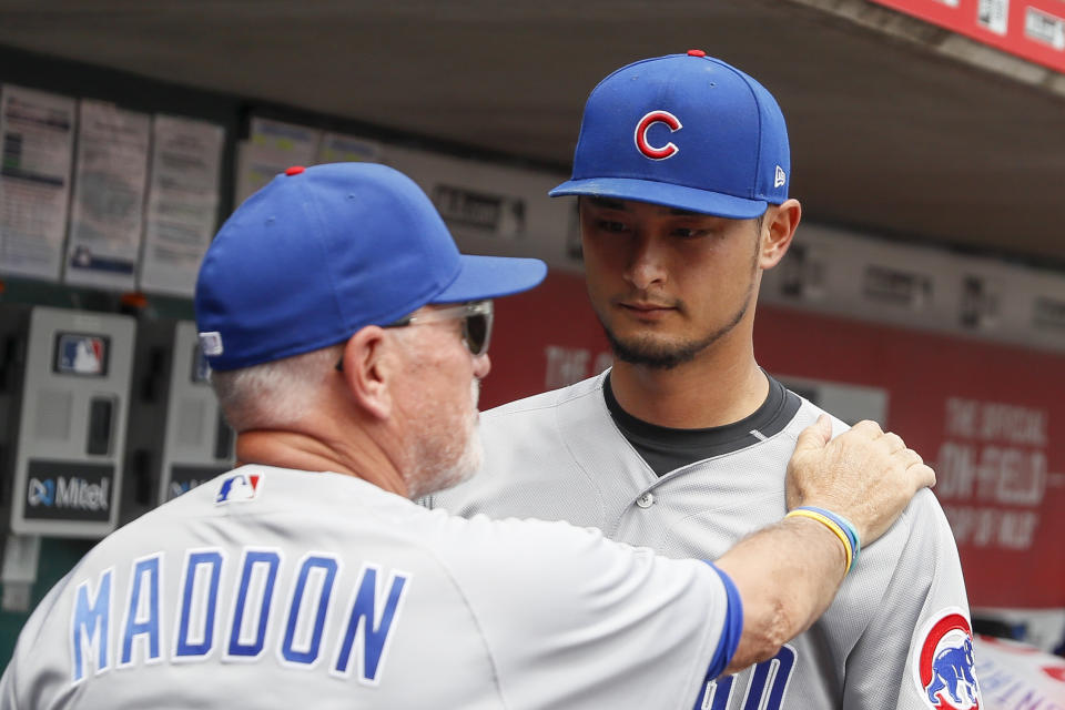 Yu Darvish is on the disabled list for the second time this season, and he knows Cubs fans aren’t happy about it. (AP Photo/John Minchillo)