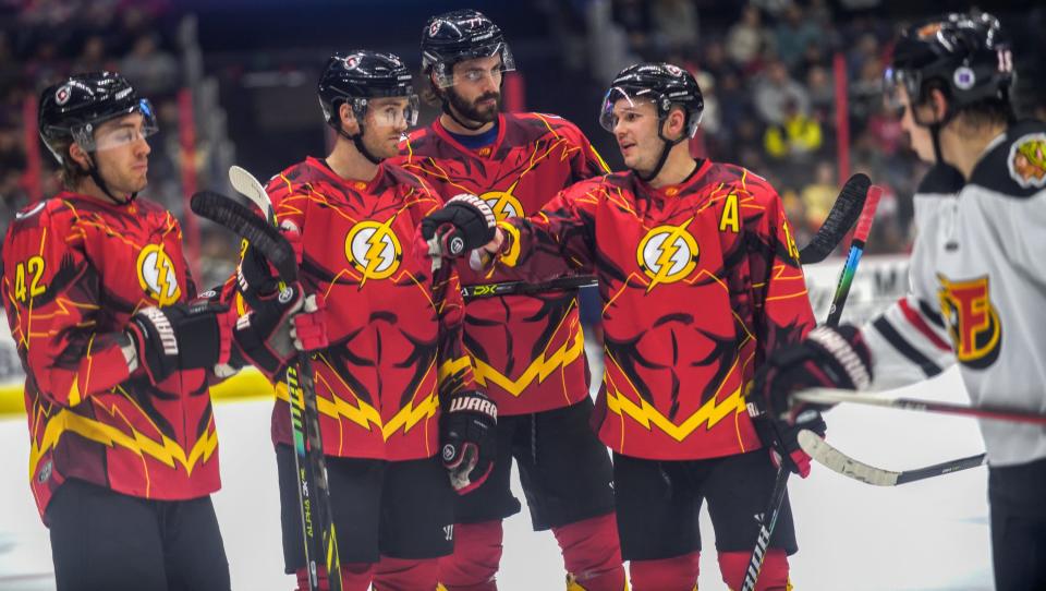 In December the Cincinnati Cyclones donned these cool DC Super Heroes jerseys. Now the other major comic book franchise gets in on the action. Friday and Saturday night, the team will sport Marvel-themed jerseys for Marvel Super Heroes Weekend.