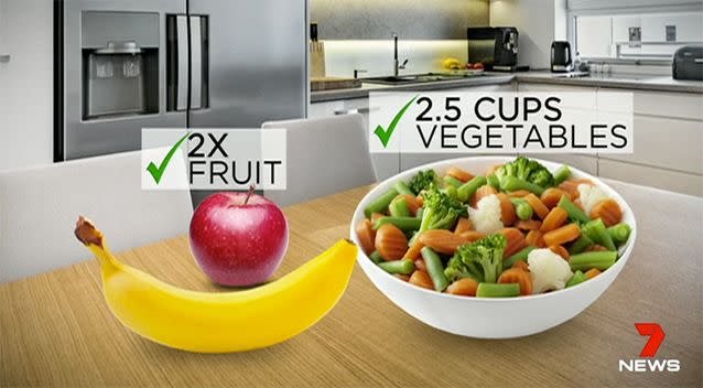 Fruits and green veggies are good. Source: 7 News