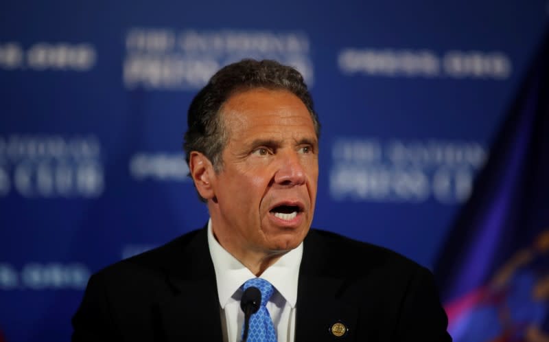 FILE PHOTO: New York Governor Andrew Cuomo speaks to reporters after meeting with President Trump in Washington