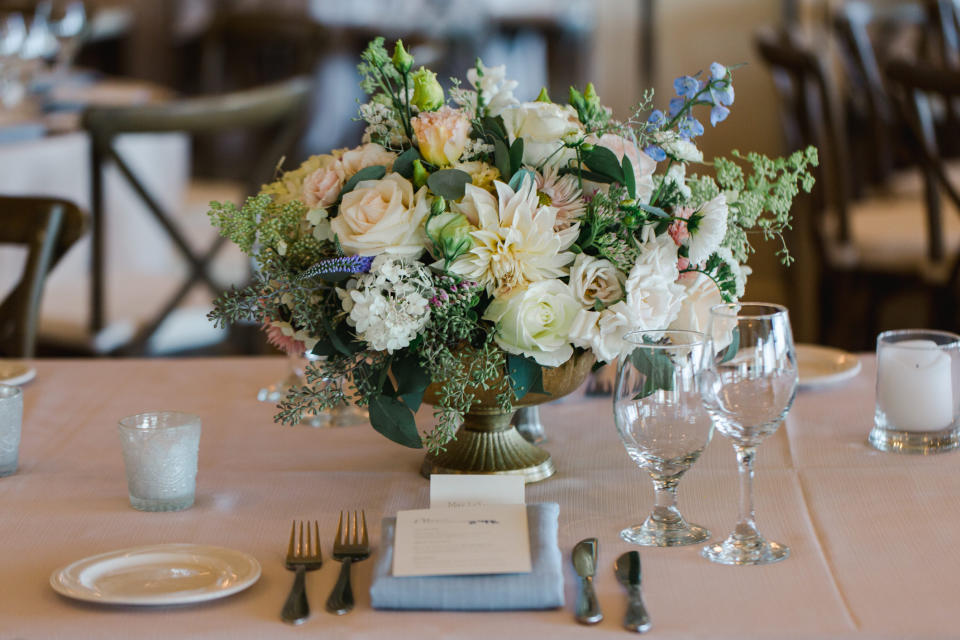 table setting with flowers