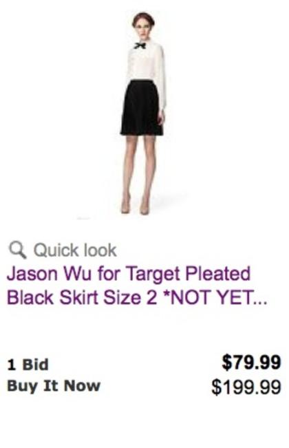 Jason Wu for Target items have surfaced on eBay days before the collection is available in stores.