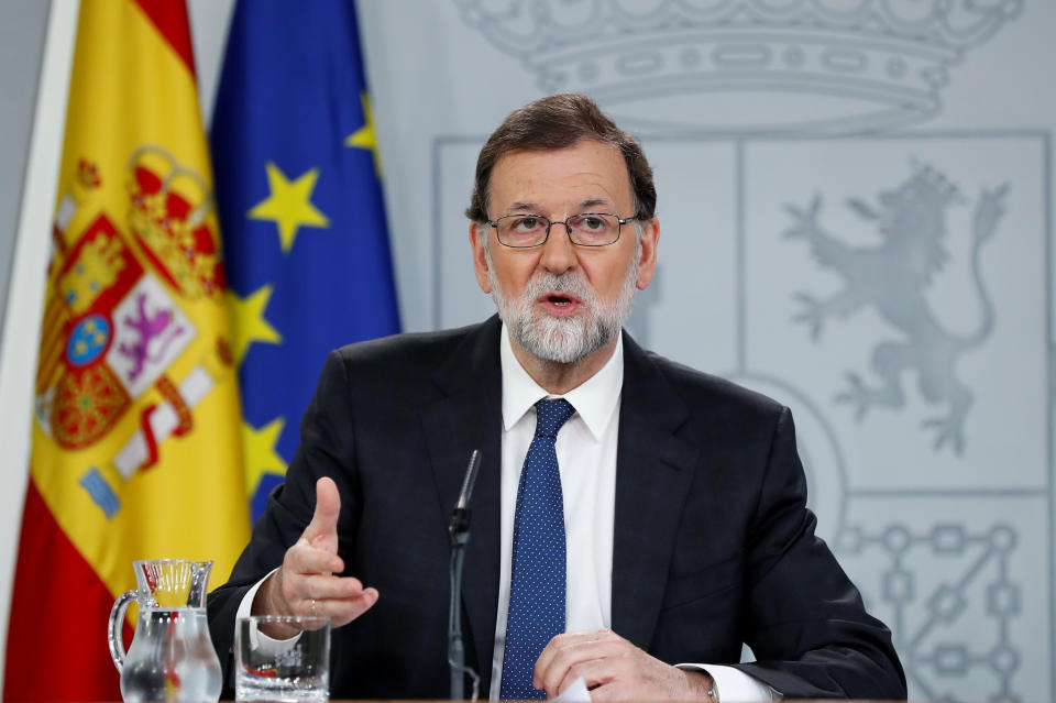 Mariano Rajoy, durante su comparecencia tras la presentación de la moción de censura. REUTERS/Stringer