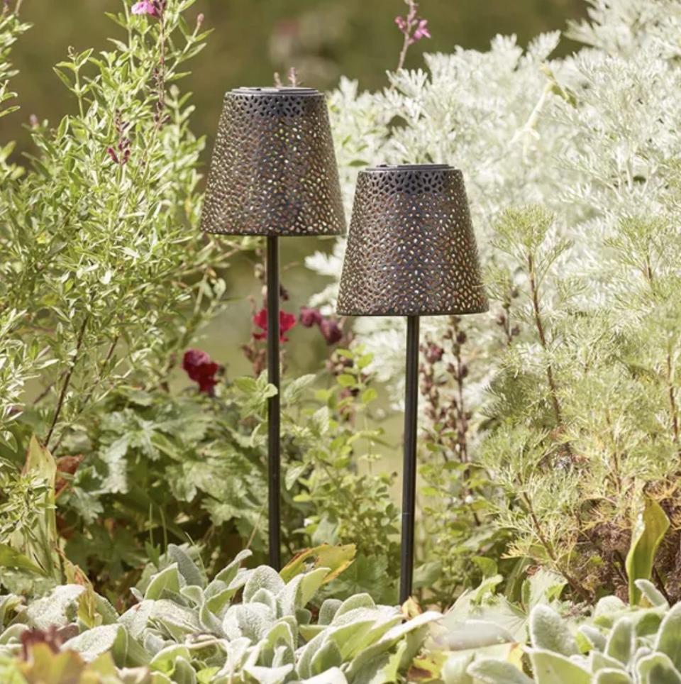 Cox & Cox's solar filigree stake lights are sturdy enough to leave out in all seasons, and offer a gentle glow