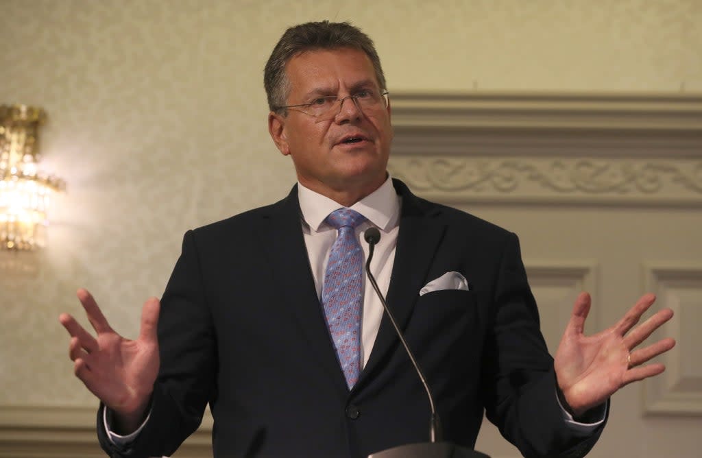 European Commission vice-president Maros Sefcovic during a press conference in Belfast (Brian Lawless/PA) (PA Wire)