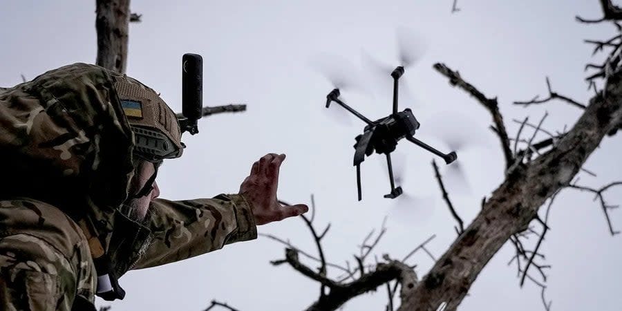 A Ukrainian soldier during a combat mission