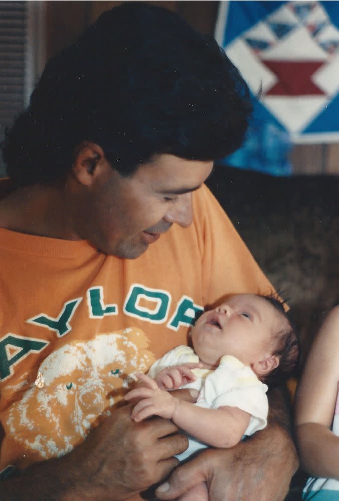 Demi Lovato, with her father Patrick (ca. 1992)