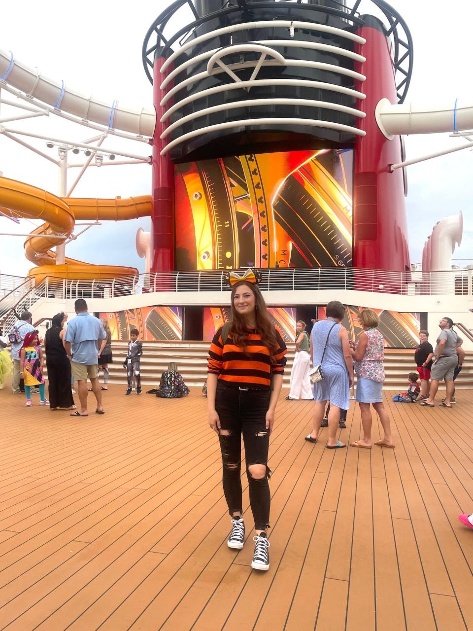 Amanda Krause on the Disney Wish cruise ship in 2023.
