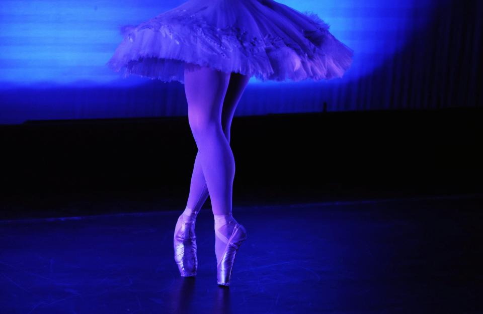 A ballerina from Kyiv City ballet performs on stage during the opening night gala performance at York Theatre Royal in York (REUTERS)