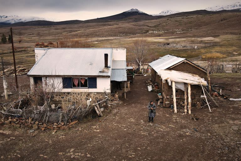 El rancho de Marcelina se mimetiza con la agrietada tierra; la mujer vive sola con 200 chivas en el olvidado norte neuquino