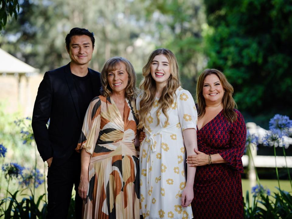 tim kano, georgie stone, rebekah elmaloglou annie jones in neighbours revival promotional pictures