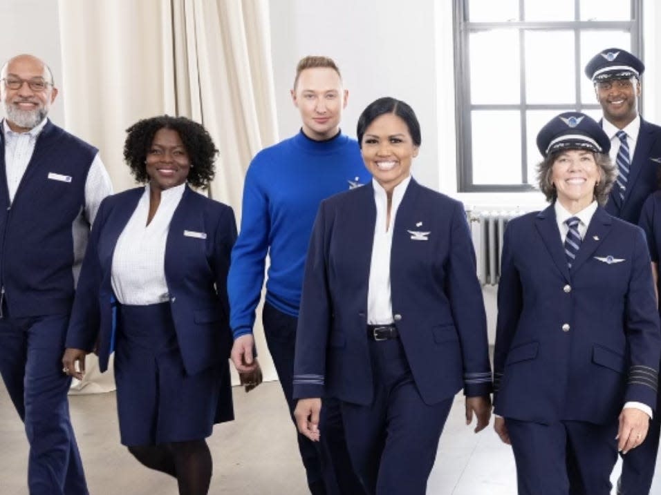 United Airlines employee uniforms.
