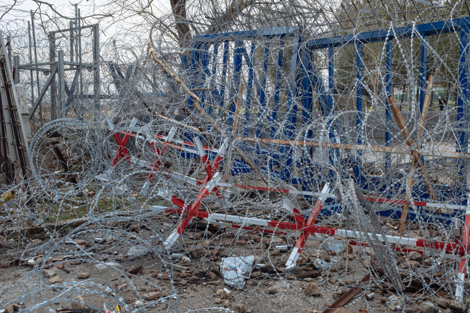 Razor wire at the border crossing. | Emin Ozmen—Magnum Photos for TIME