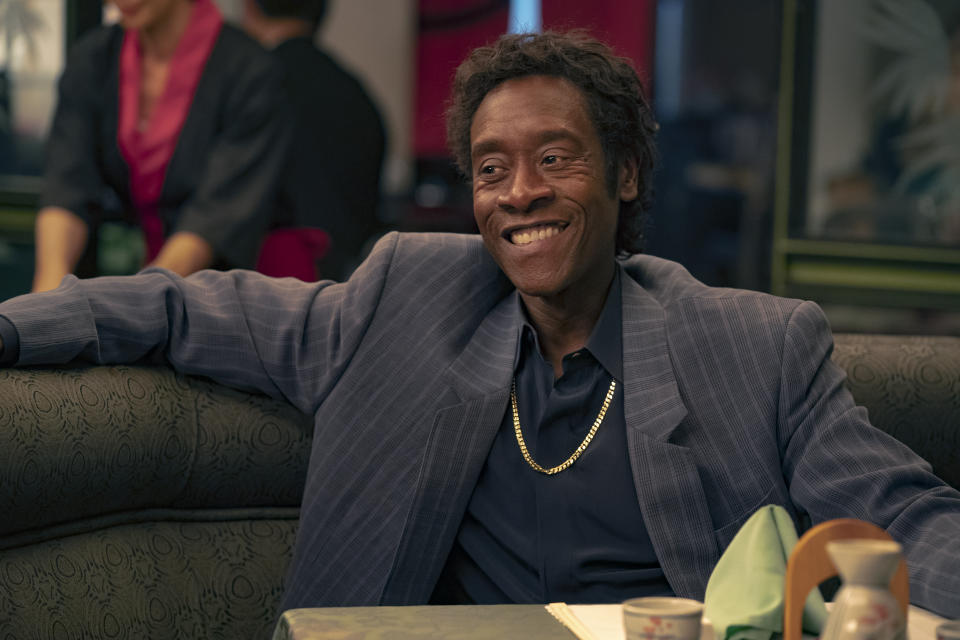 This image released by Showtime shows Don Cheadle in a scene from "Black Monday." Cheadle was nominated for an Emmy Award for outstanding lead actor in a comedy series on Tuesday, July 28, 2020. (Nicole Wilder/Showtime via AP)