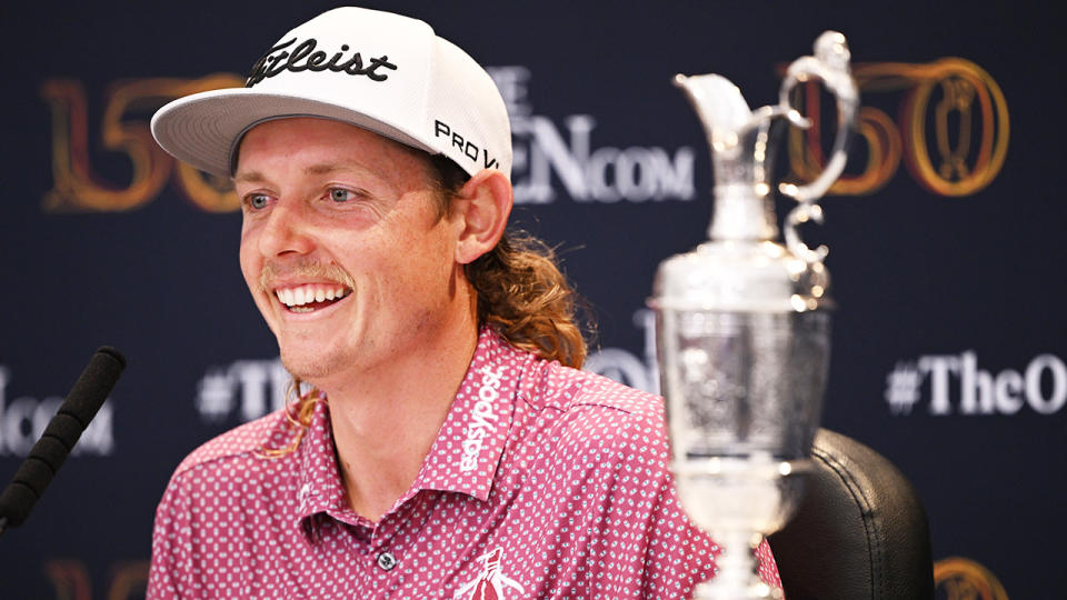 Cameron Smith is pictured with the Claret Jug after winning the British Open.