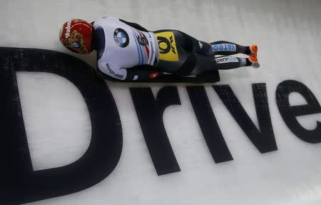 Skeleton - BMW IBSF Bob & Skeleton World Championships - Women first race - Koenigssee, Germany - 24/2/17 - Jacqueline Loelling of Germany in action. REUTERS/Arnd Wiegmann