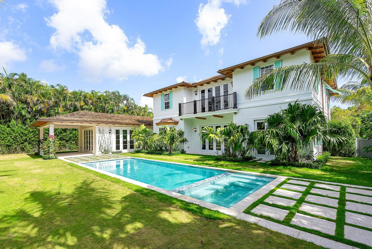 With a covered loggia facing the pool, a never-lived-in house has changed hands for $16.9 million at 240 Mockingbird Trail in Palm Beach. The sale price was first reported in the multiple listing service.