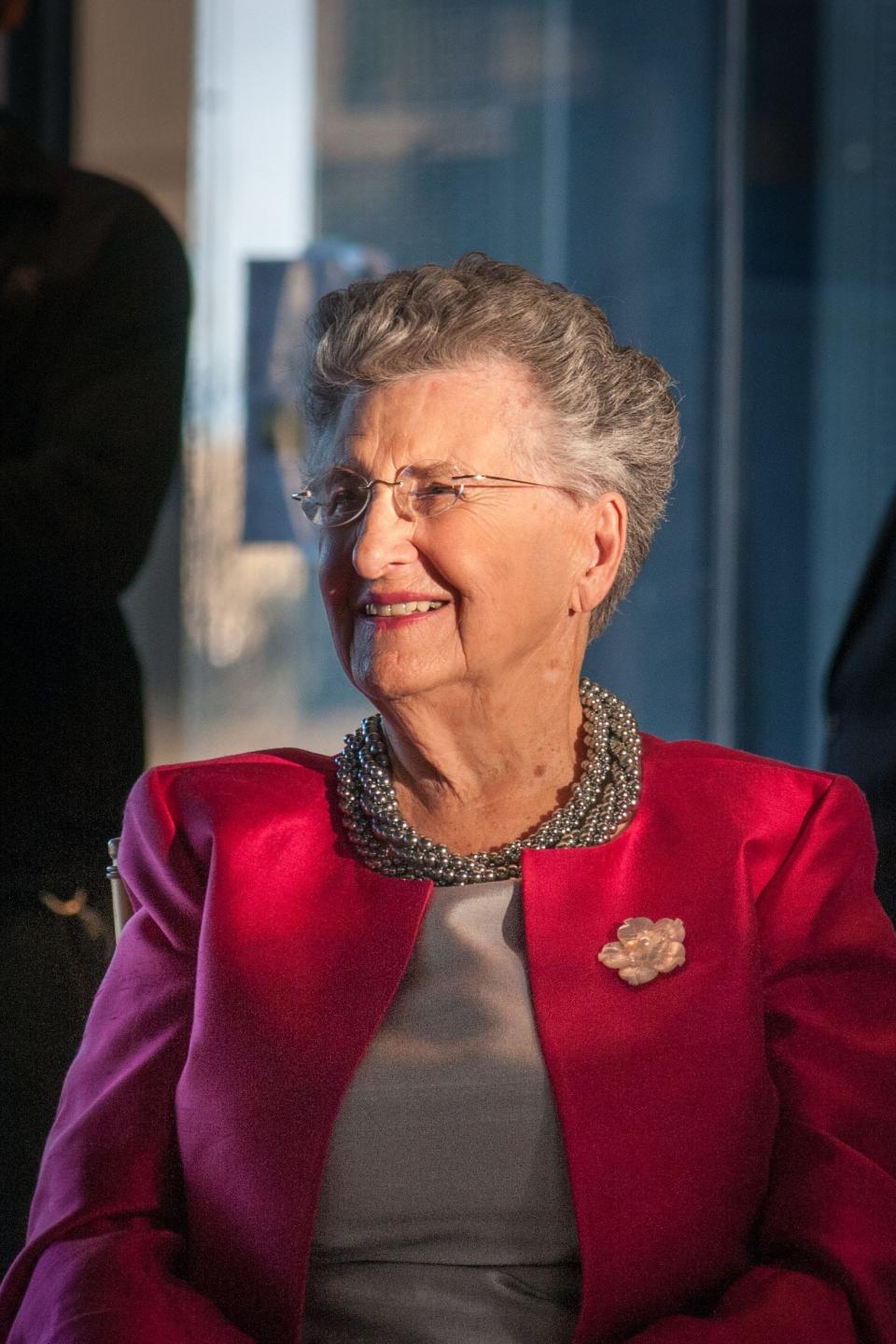 Claire T. Carney, seen here at the 2006 dedication of the Claire T. Carney Library, is mourned by the UMass Dartmouth community after her death on Sunday, March 24, at age 101. She was the university's first female trustee, when it was known as SMU.