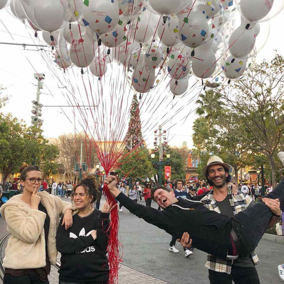 <p>"This pretty much sums it up. Thank you @disneyland for the best day ever!" wrote the <em>Jane the Virgin</em> star. He was joined <a href="https://www.instagram.com/p/B651VLtFk4W/" rel="nofollow noopener" target="_blank" data-ylk="slk:on the trip;elm:context_link;itc:0;sec:content-canvas" class="link ">on the trip</a> by his wife, Emily Baldoni, as well as singer Andy Grammer and his wife, Aijia Lise<b>. </b></p>