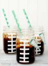 <p>A little electrical tape goes a long way in turning a regular Mason jar into a Super Bowl-worthy drink. You can even add name tags so everyone has a jar of their own. </p><p><em><a href="https://flamingotoes.com/big-game-party-ideas-giveaway/" rel="nofollow noopener" target="_blank" data-ylk="slk:Get the tutorial at Flamingo Toes »;elm:context_link;itc:0;sec:content-canvas" class="link ">Get the tutorial at Flamingo Toes »</a></em></p>