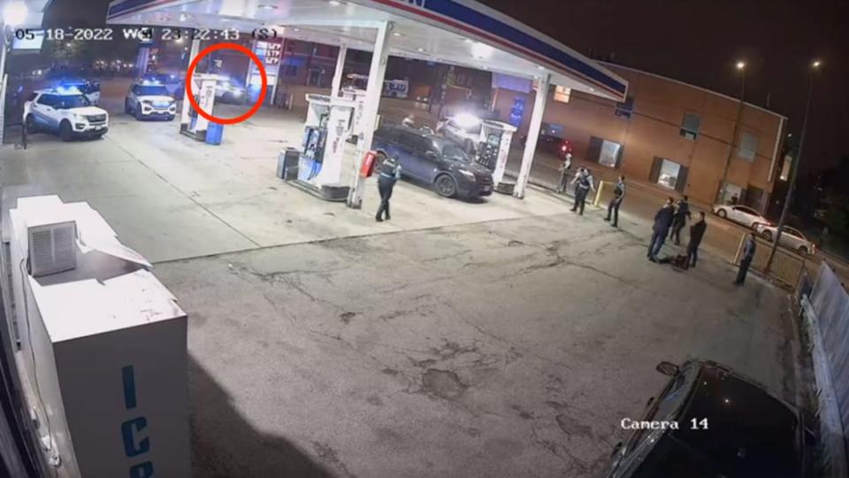 <div class="inline-image__caption"><p>A police car can been seen crashing into the gas station doing thousands of dollars worth of damage.</p></div> <div class="inline-image__credit">Photo Illustration by The Daily Beast/Handout</div>