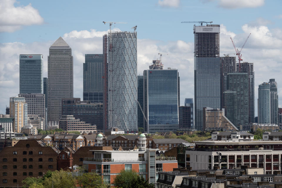 LONDON, ENGLAND - APRIL 26: The Canary Wharf financial district is seen on April 26, 2019 in London, England. (Photo by Leon Neal/Getty Images)