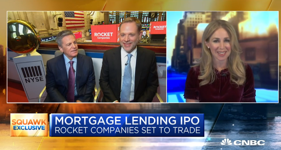 Dan Gilbert, founder and chairman of Rocket Companies, and Jay Farner, CEO, talks about the mortgage giant's IPO with Becky Quick
co-anchor, CNBC’s “Squawk Box.”