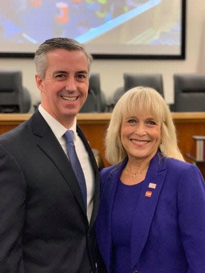 Bucks County Commission Chair Bob Harvie, left, with Commissioner Diane Ellis-Marseglia, right. Bucks County Democratic Committee launched a combined website/donation push for the pair, well ahead of next year's elections.