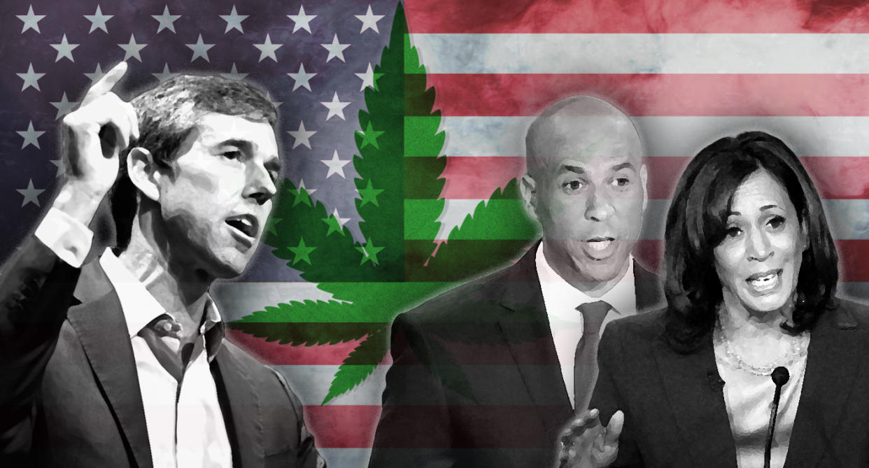 Beto O'Rourke, Cory Booker and Kamala Harris. (Photo illustration: Yahoo News; photos: AP(3), Gettty Images(2), AP)