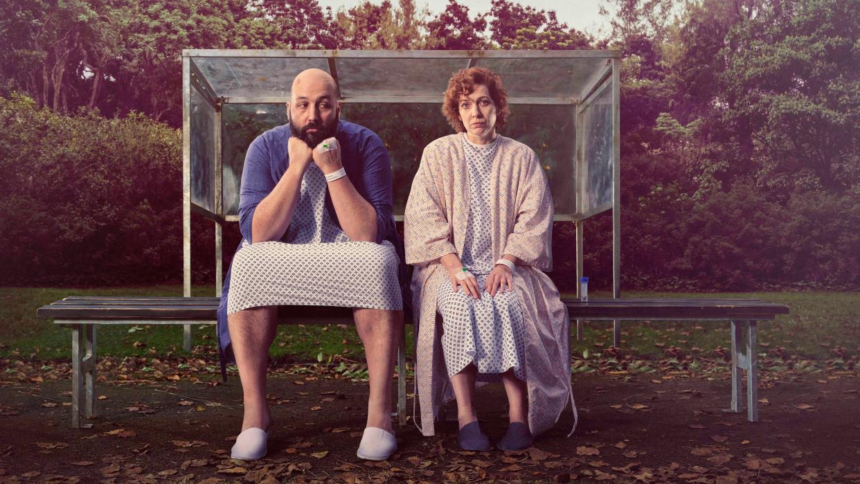  Sam and Anna on a bench in the key art for Significant Other. 