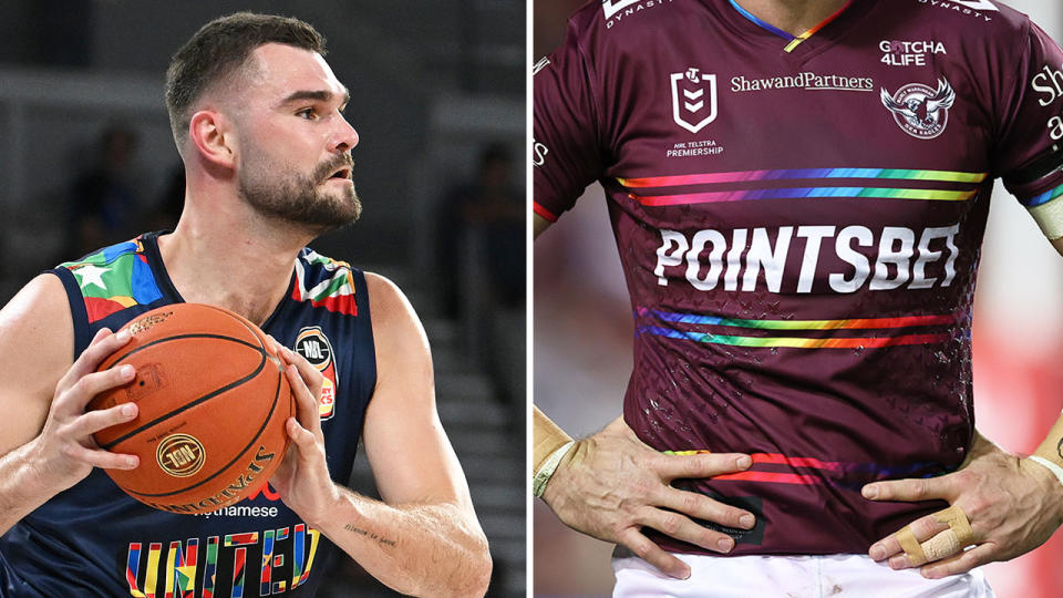 The NBL's Pride Round came after Melbourne United centre Isaac Humphries came out as gay in November, 2022. Pic: Getty