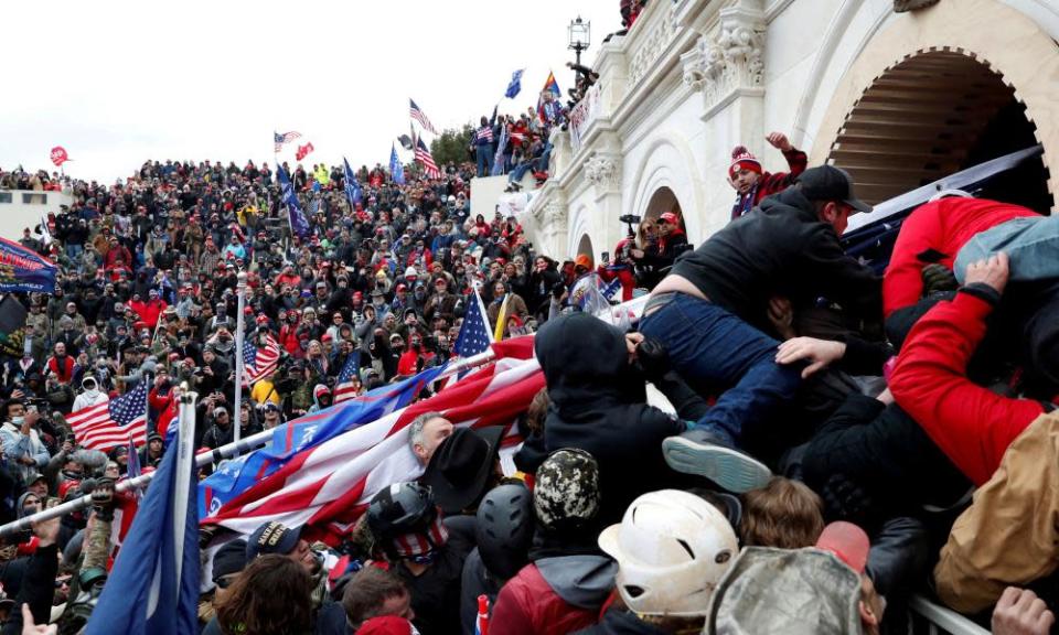 Pro-Trump protesters storm the US Capitol on 6 January.