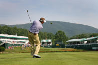 Ken Duke hits his tee shot on the hole during the third round of the Greenbrier Classic at the Old White 18th TPC on July 7, 2012 in White Sulphur Springs, West Virginia. (Photo by Hunter Martin/Getty Images)