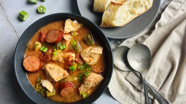 chicken gumbo in bowl