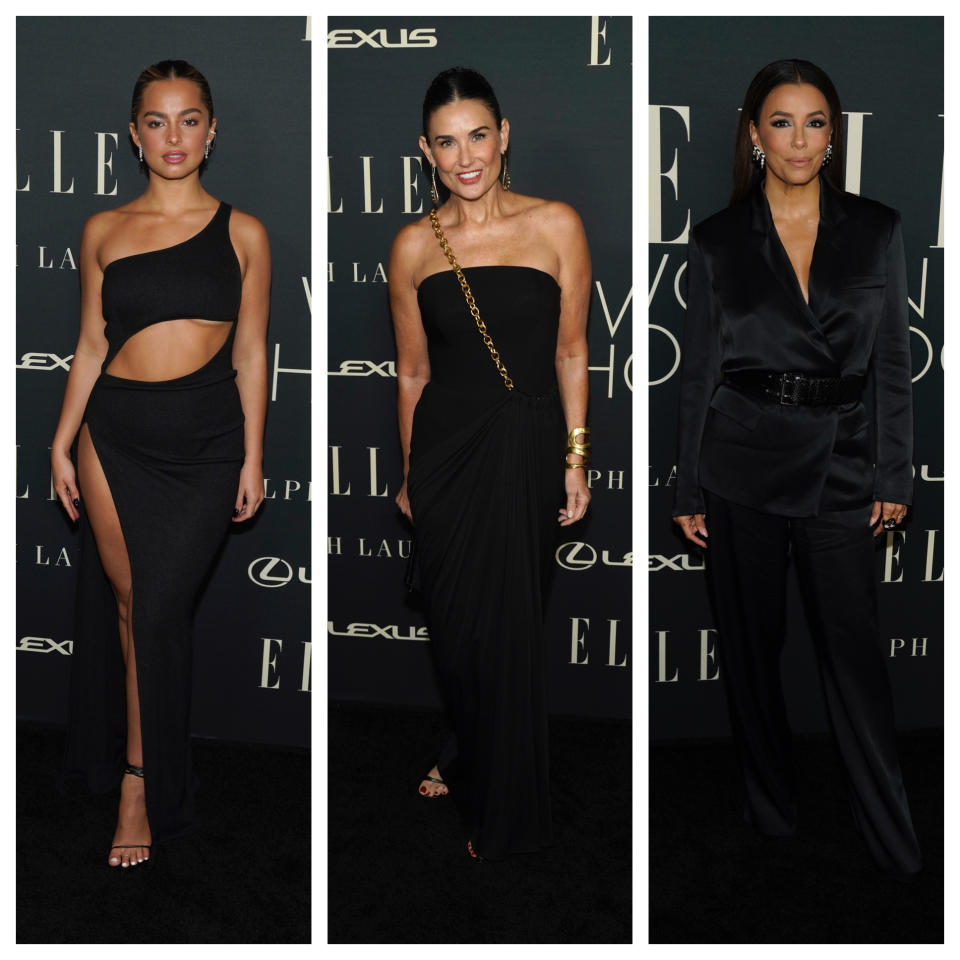 Addison Rae, Demi Moore and Eva Longoria on the red carpet. - Credit: AP