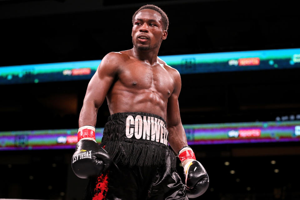 CHICAGO, ILLINOIS - OCTOBER 12:  Charles Conwell reacts after knocking out Patrick Day in the 10th round of their Super-Welterweight bout at Wintrust Arena on October 12, 2019 in Chicago, Illinois. (Photo by Dylan Buell/Getty Images)