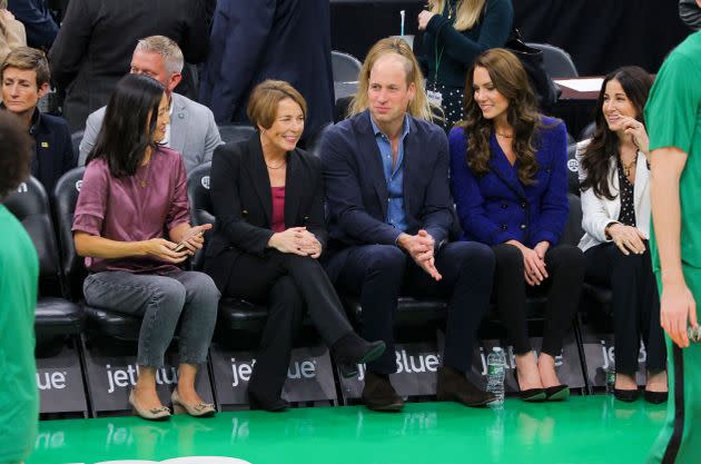 The Prince and Princess of Wales with high-profile courtside fans at the game, which took place at Boston's TD Garden.