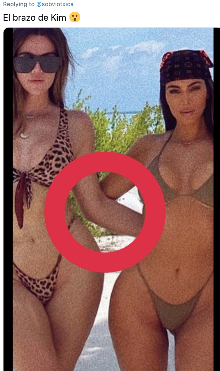 <p>Por cierto que uno de los posts de Kim se robó el show cuando los curiosos se dieron cuenta que le faltaba parte de un brazo ¿alguien dijo Photoshop?</p>