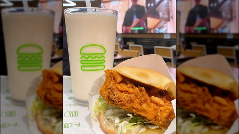 Shake shack chicken burger and shake