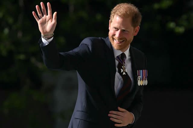 <p>JUSTIN TALLIS/AFP via Getty</p> Prince Harry arrives to attend the Invictus Games Service of Thanksgiving at St. Paul's Cathedral on May 8, 2024.