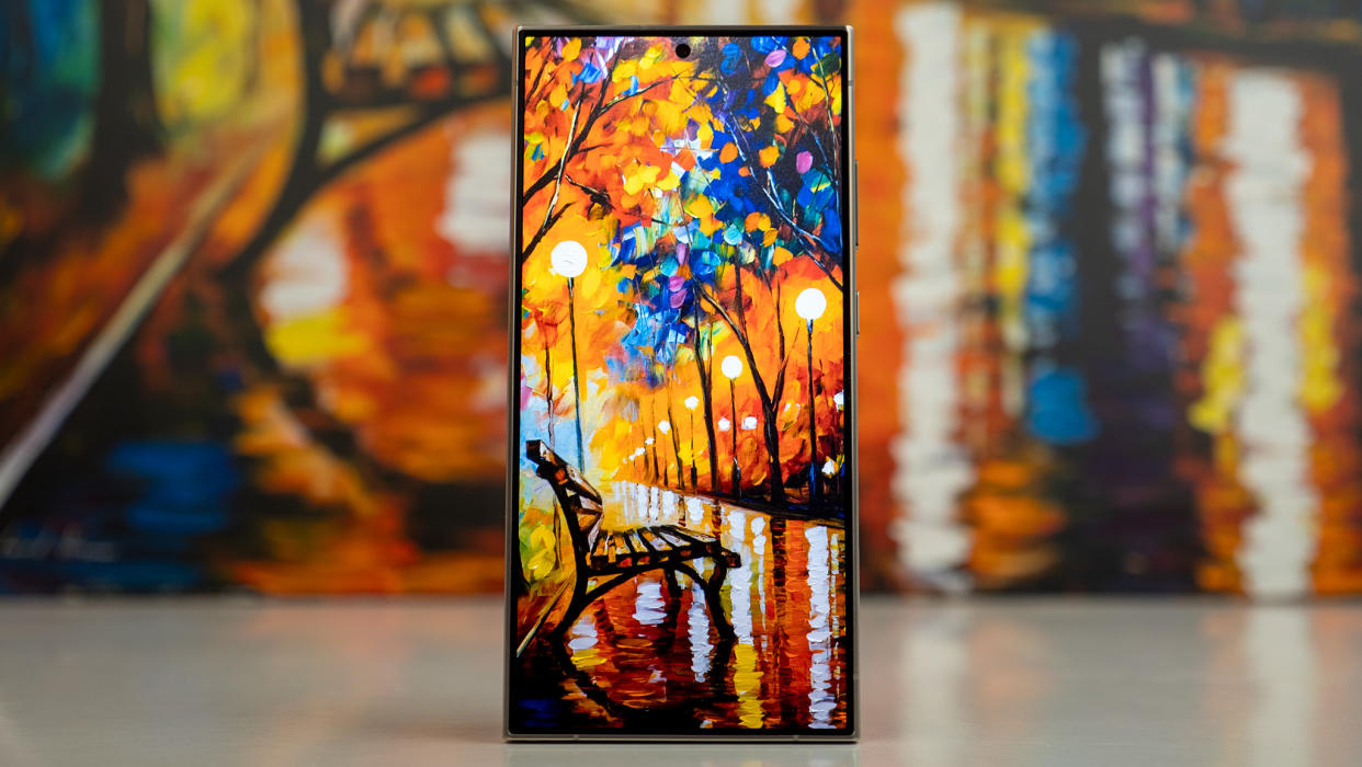  A Leonid Afremov painting displayed on the Samsung Galaxy S24 Ultra's more vivid display. 
