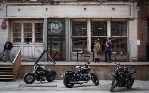 Motorcycles parked outside Blip Roasters - Credit: Neville Elder for The Telegraph