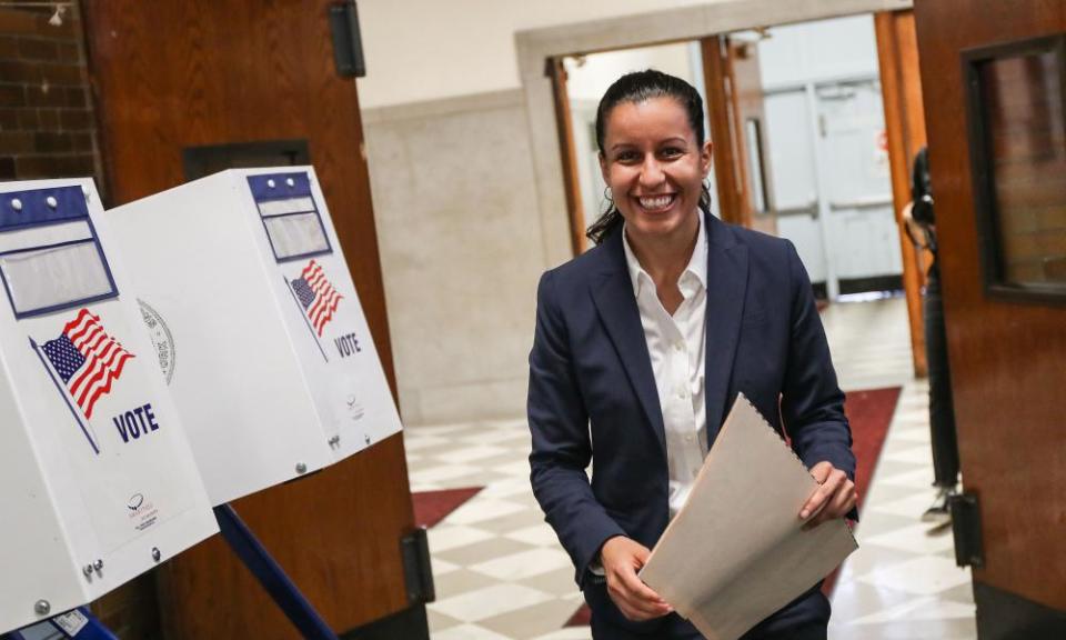 Tiffany Cabán votes in the Queens borough of New York City Tuesday.