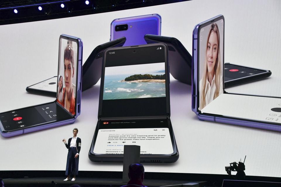 Samsung präsentierte das Klapphandy Galaxy Z Flip am 11. Februar 2020 in San Francisco. (Bild: ddp images/Newscom 