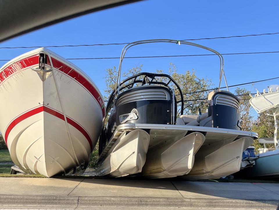 Boats washed ashore near Fort Myers Beach