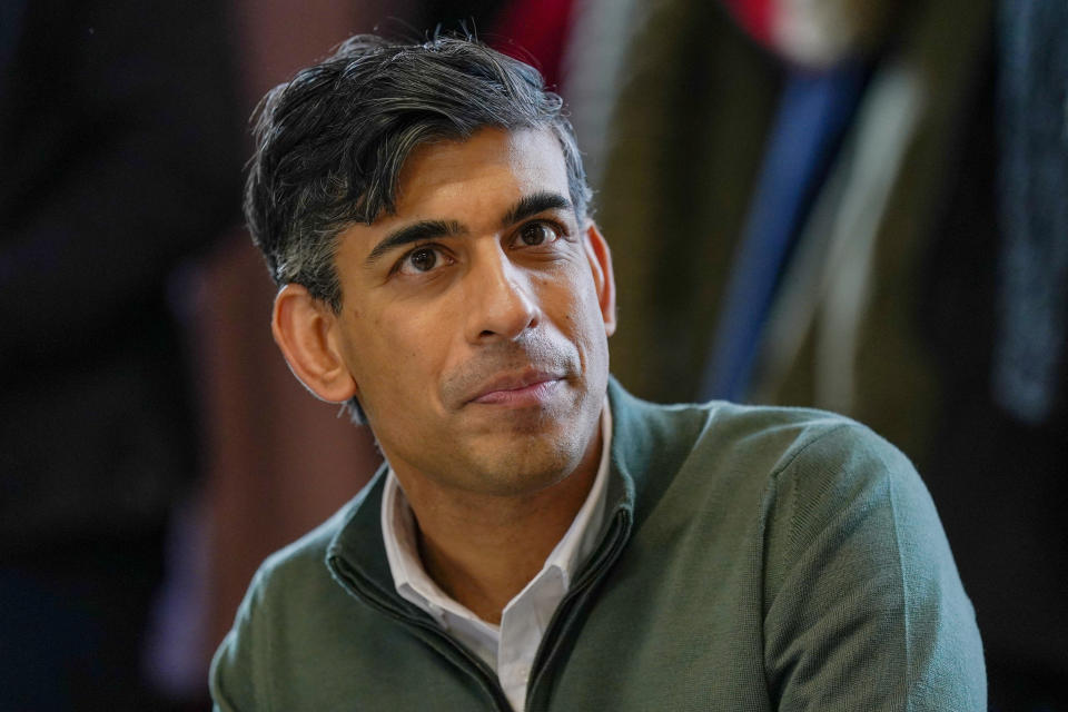 tax British Prime Minster Rishi Sunak meets with constituents as he visits Muker Hall in Muker,North Yorkshire, Britain, January 26, 2024.   Ian Forsyth/Pool via REUTERS