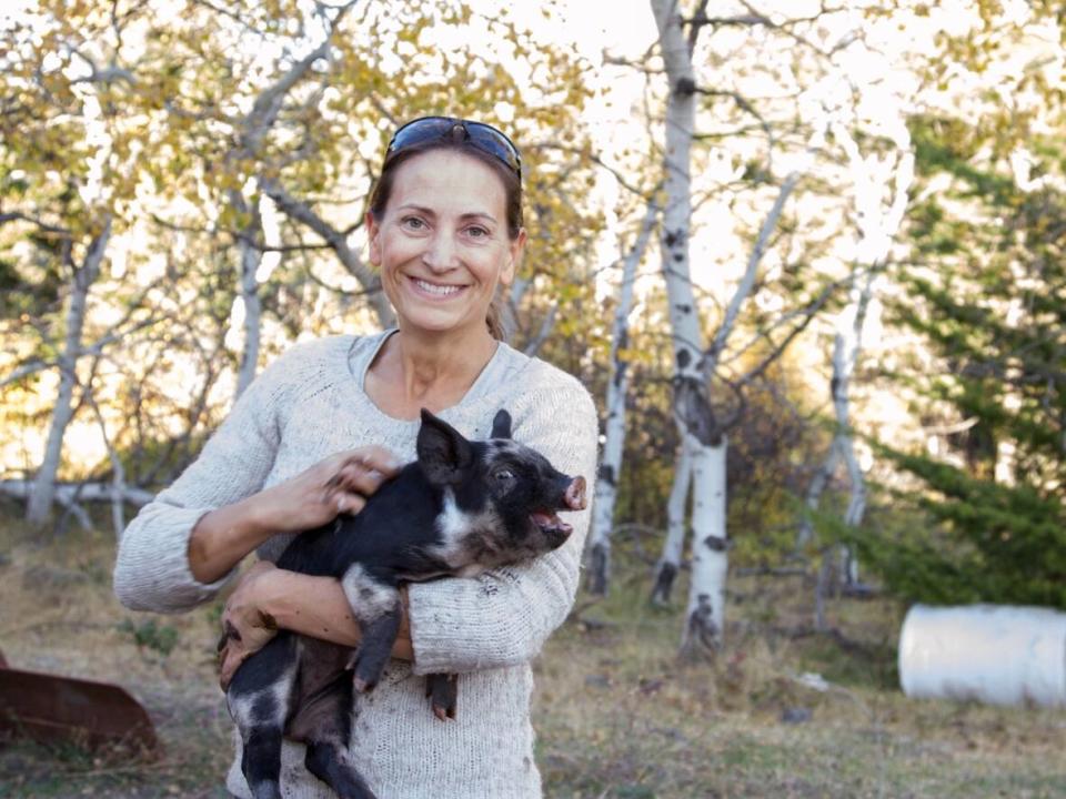 Julia Smith, executive director of Small-Scale Meat Producers Association, pictured at her Blue Sky Ranch in Merritt, B.C. Smith says the abattoir will help save local farmers transportation expenses to ship their livestock to other regions for slaughtering. (Submitted by Julia Smith - image credit)