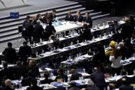 Officials sift through ballots following the vote to decide on the FIFA presidency in Zurich on May 29, 2015