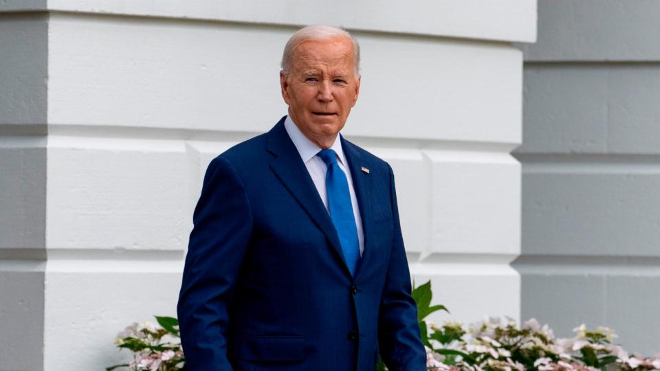 PHOTO: President Joe Biden walks to Marine One for departure from the South Lawn of the White House, Washington, DC, May 8, 2024. (Alex Brandon/AP)