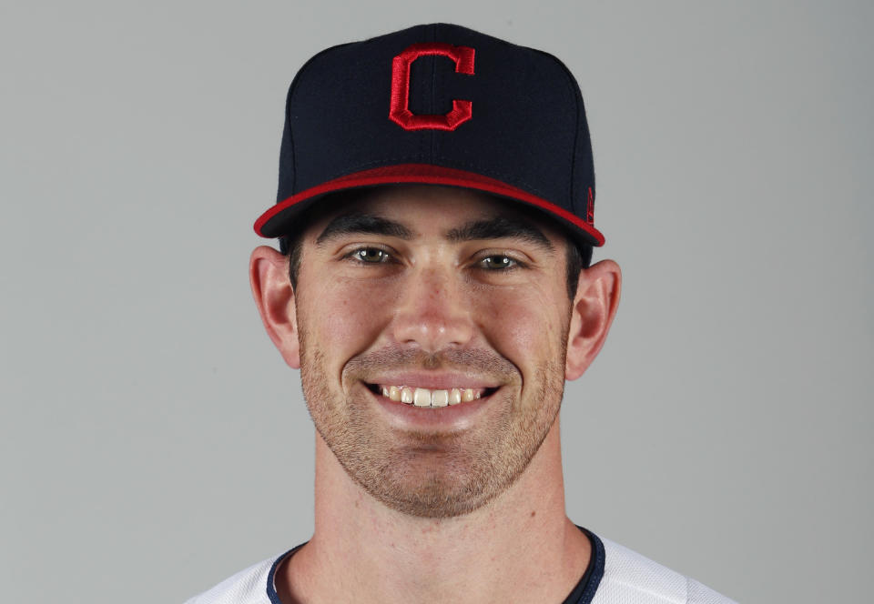 FILE - In this February 2020 file photo, Cleveland Indians' Shane Bieber poses for a photo during baseball spring training in Goodyear, Ariz. Bieber won the AL Cy Young Award on Wednesday night, Nov. 11, 2020. (AP Photo/Ralph Freso, File)